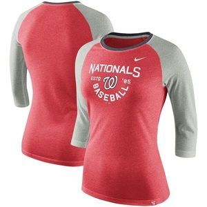 Washington Nationals Nike Raglan 3/4Sleeve T-Shirt